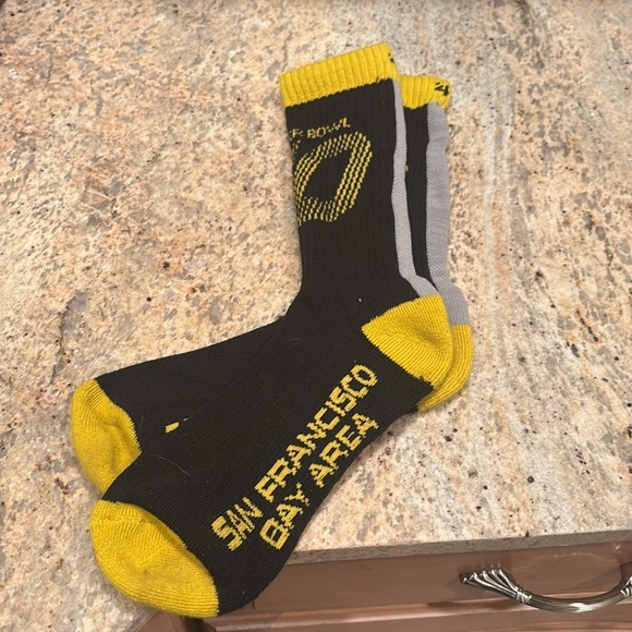 Super Bowl 50 San Francisco Bay Area Black and Yellow Socks - Picture 4 of 5